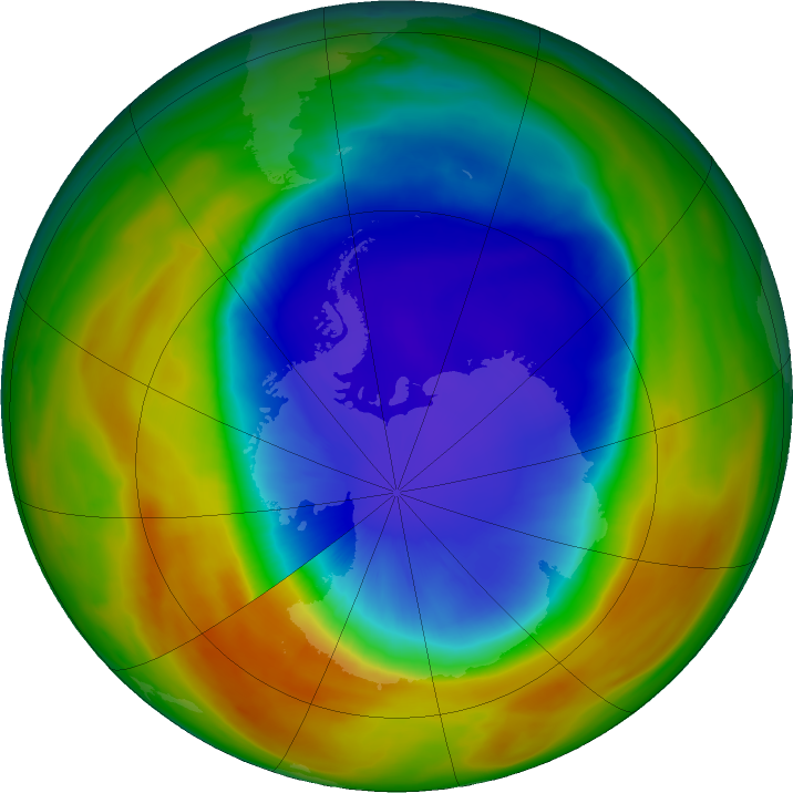 Antarctic ozone map for 12 October 2025